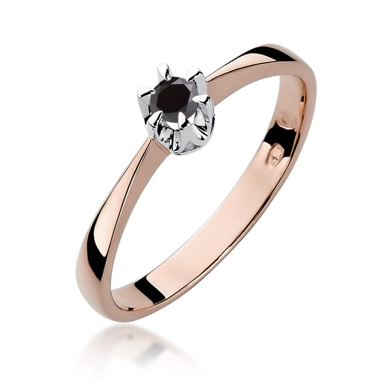 W111 Prsteň Black Diamond 0.12ct ružové zlato Au 585/1000 2