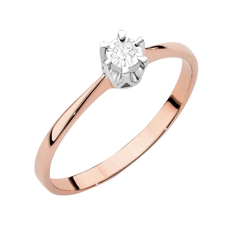W111T Diamantový prsteň 0.03ct ružové zlato Au 585/1000 2