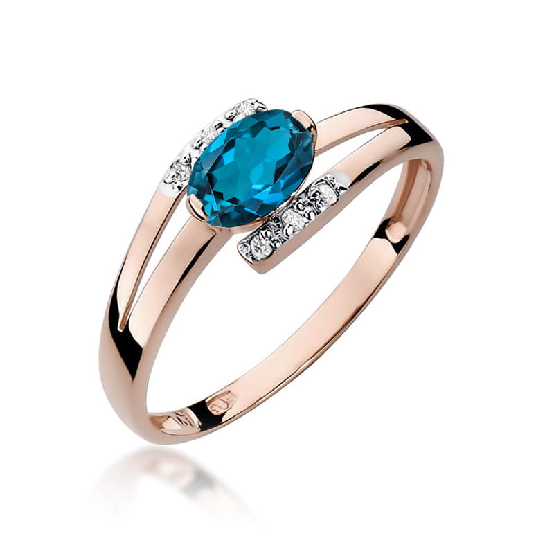 W119 Topaz London Modrý prsteň 0,50ct ružové zlato Au 585/1000 2