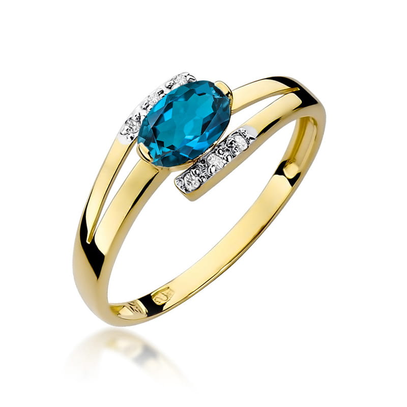 W119 Topaz London Modrý prsteň 0,50ct žlté zlato Au 585/1000 2
