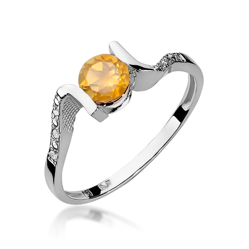 W120 Citrínový prsteň 0,50ct biele zlato Au 585/1000 2