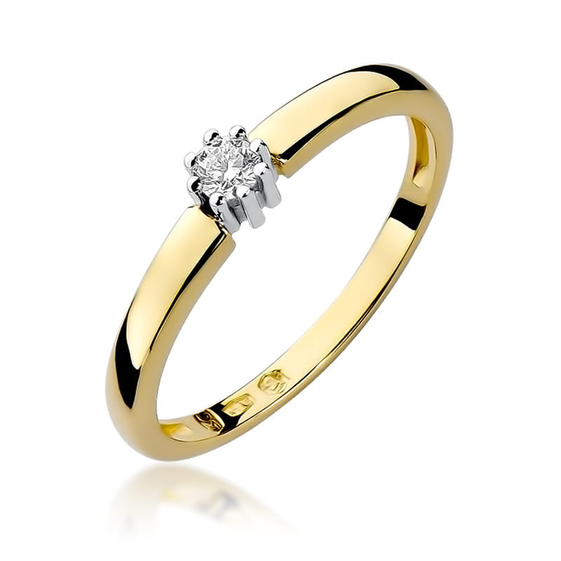 W128 Diamantový prsteň 0,10ct žlté zlato Au 585/1000 2