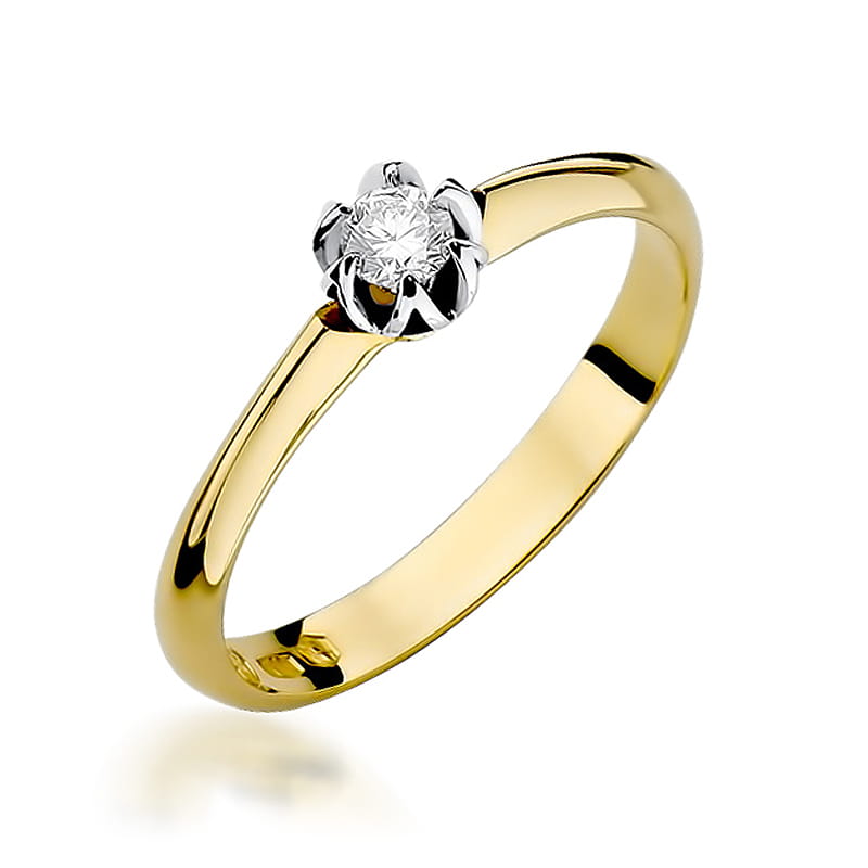 W134 Diamantový prsteň 0,10ct žlté zlato Au 585/1000 2