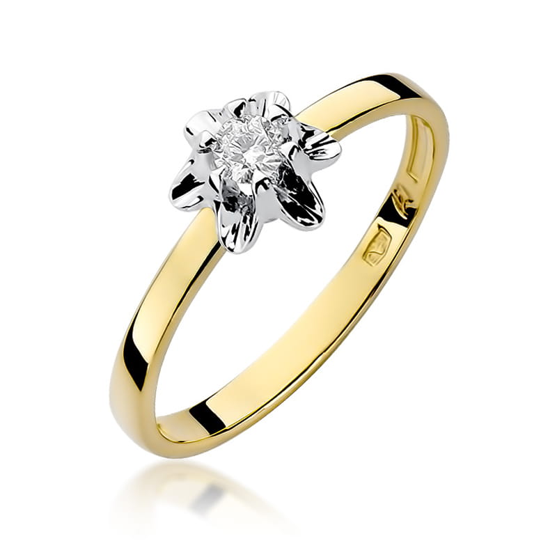W152 Diamantový prsteň 0,10ct žlté zlato Au 585/1000 2