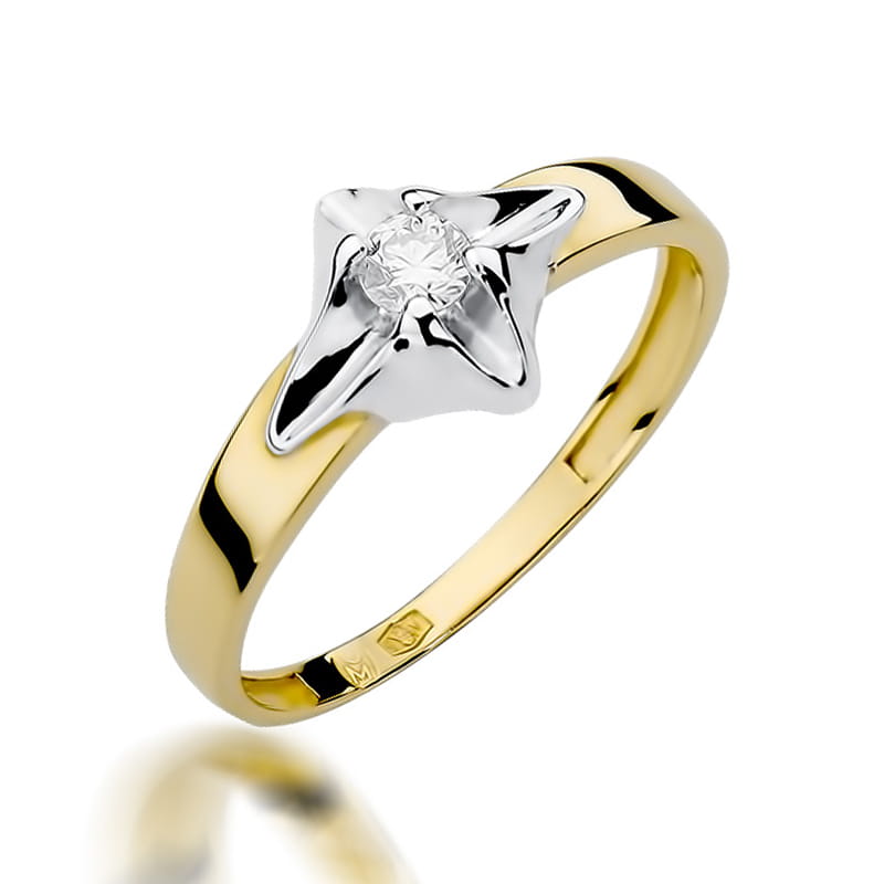 W155 Diamantový prsteň 0,12ct žlté zlato Au 585/1000 2