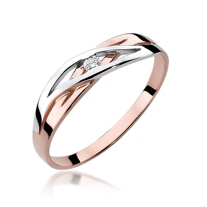 W156 Diamantový prsteň 0,04ct ružové zlato Au 585/1000 2