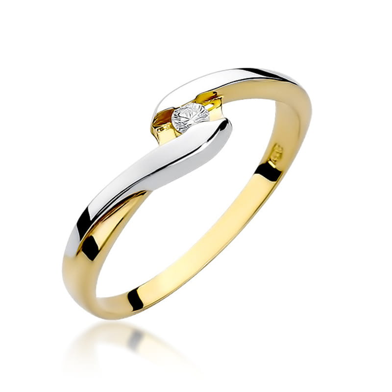 W158 Diamantový prsteň 0,05ct žlté zlato Au 585/1000 2