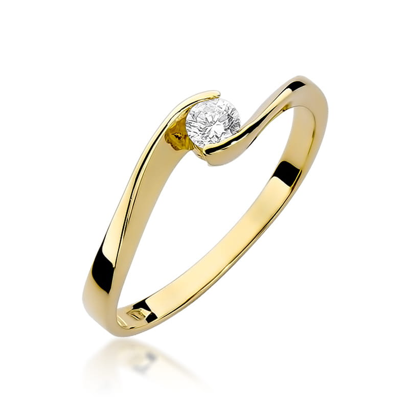 W160 Diamantový prsteň 0,13ct žlté zlato Au 585/1000 2