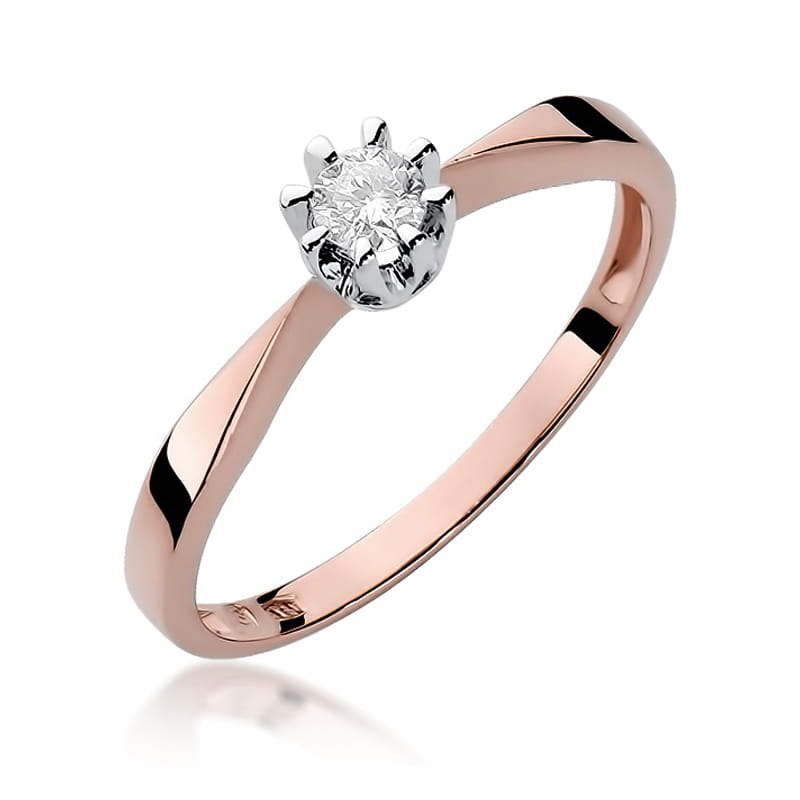 W173 Diamantový prsteň 0,15ct ružové zlato Au 585/1000 2