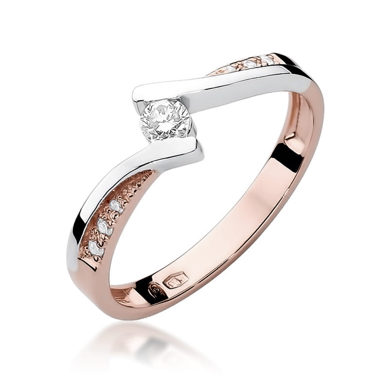 W177 Diamantový prsteň 0,13ct ružové zlato Au 585/1000 2