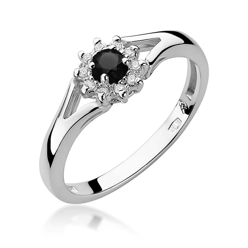W185 Prsteň Black Diamond 0.12ct biele zlato Au 585/1000 2