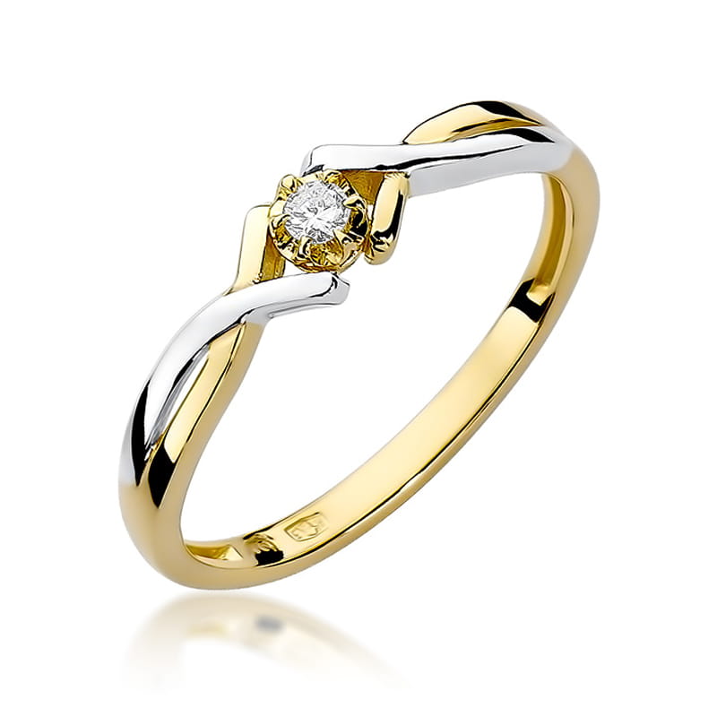 W190 Diamantový prsteň 0,04ct žlté zlato Au 585/1000 2