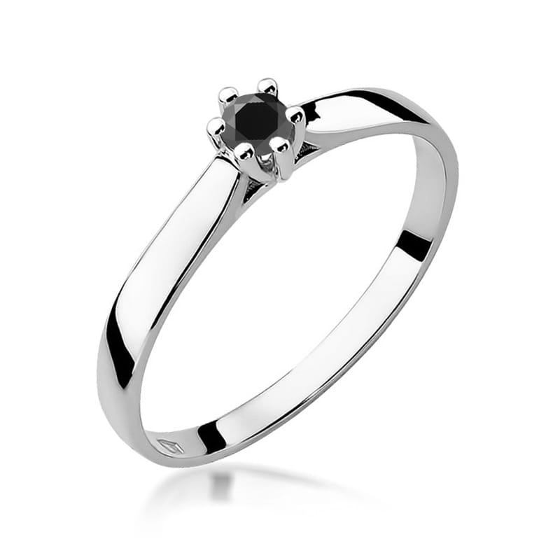 W222 Prsteň Black Diamond 0.12ct biele zlato Au 585/1000 2