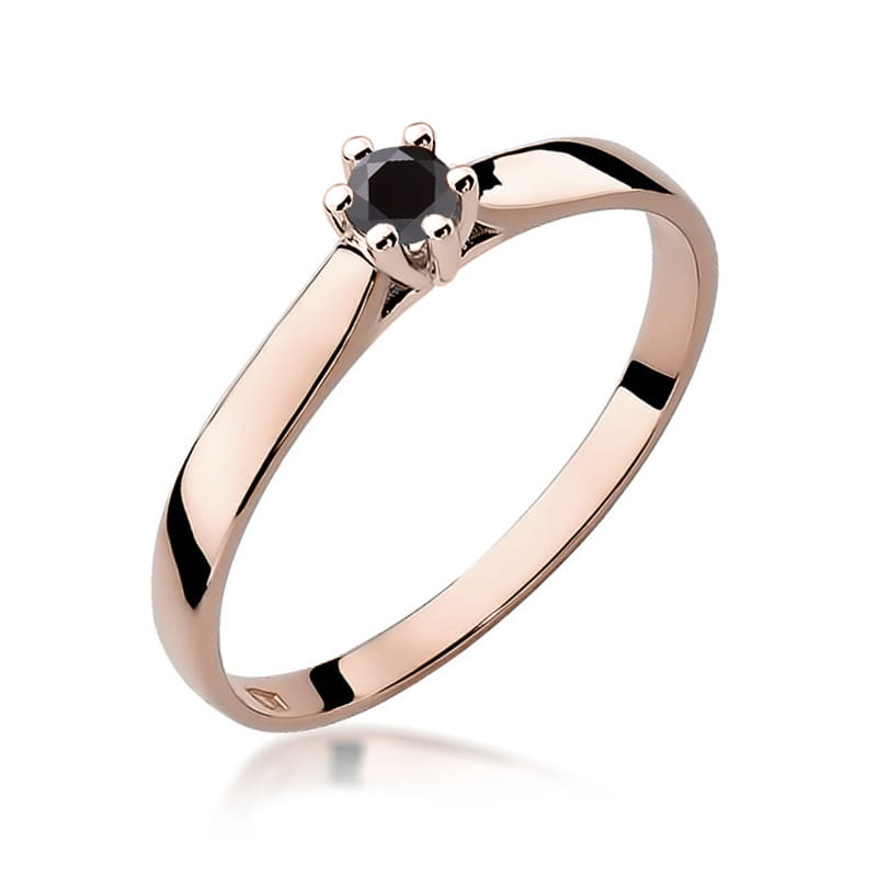 W222 Prsteň Black Diamond 0.12ct ružové zlato Au 585/1000 2