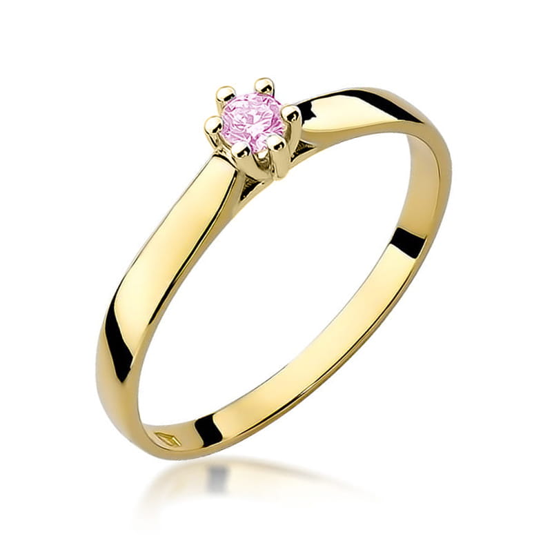 W222 Prsteň Ružová Topaz 0.15ct žlté zlato Au 585/1000 2