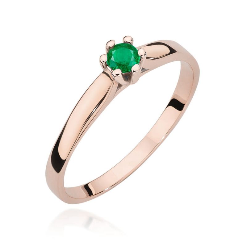 W222 Smaragdový prsteň 0,15ct ružové zlato Au 585/1000 2