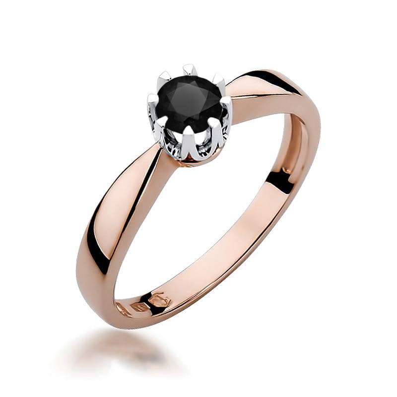 W228 Prsteň Black Diamond 0.30ct ružové zlato Au 585/1000 2