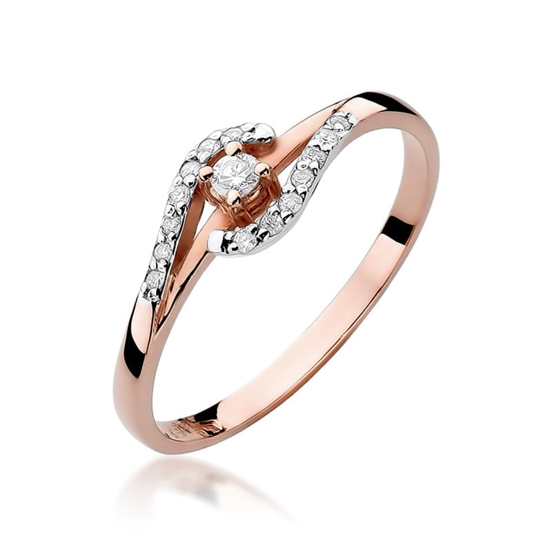 W237 Diamantový prsteň 0,04ct ružové zlato Au 585/1000 2