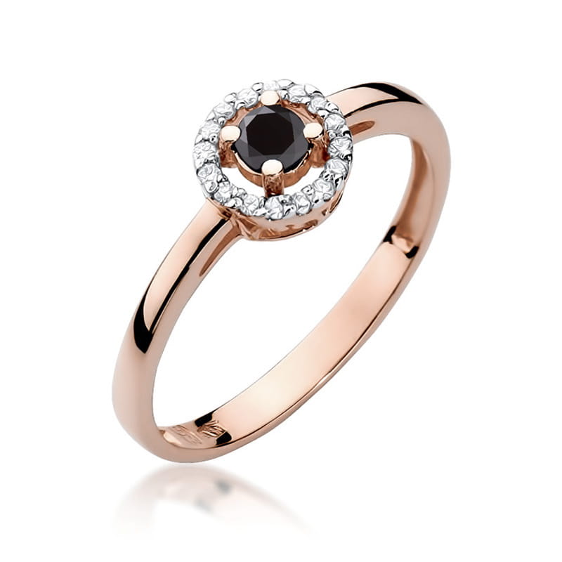 W238 Prsteň Black Diamond 0.12ct ružové zlato Au 585/1000 2
