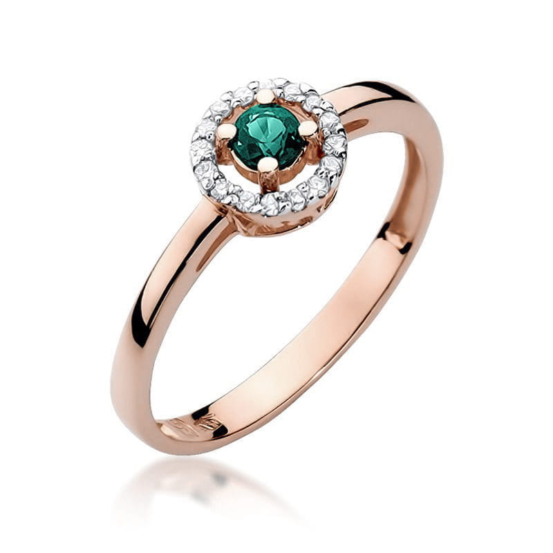 W238 Smaragdový prsteň 0,15ct ružové zlato Au 585/1000 2