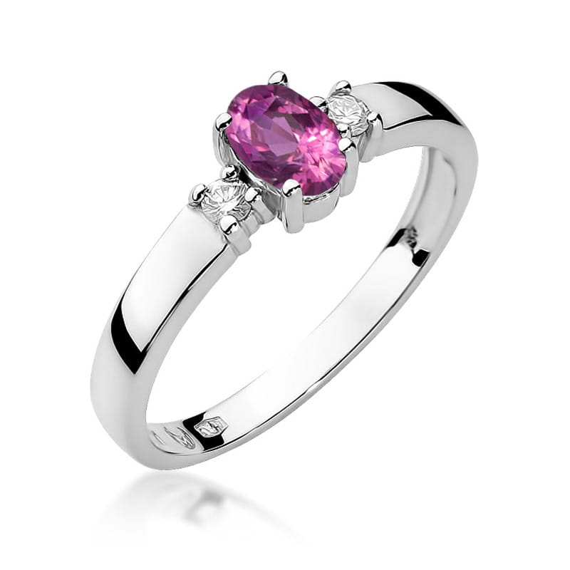 W264 Prsteň Ružový Zafír 0.45ct biele zlato Au 585/1000 2