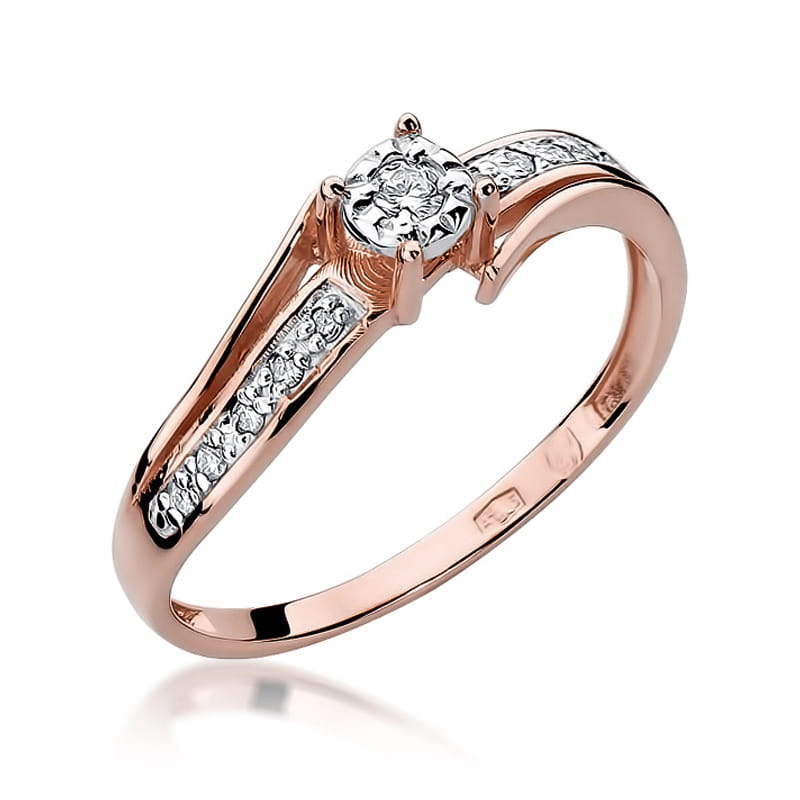 W269 Diamantový prsteň 0,05ct ružové zlato Au 585/1000 2