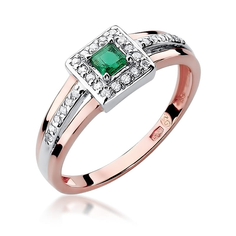 W271 Smaragdový prsteň 0,15ct ružové zlato Au 585/1000 2