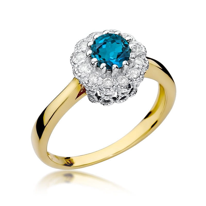 W284 Topaz London Modrý prsteň 0,50ct žlté zlato Au 585/1000 2
