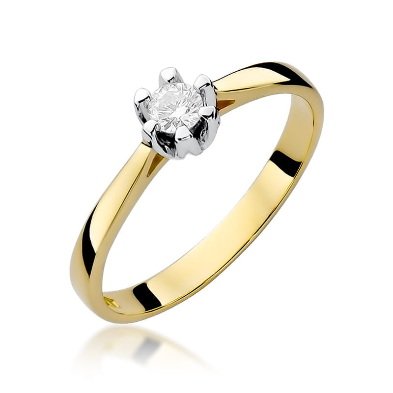 W299 Diamantový prsteň 0,12ct žlté zlato Au 585/1000 2