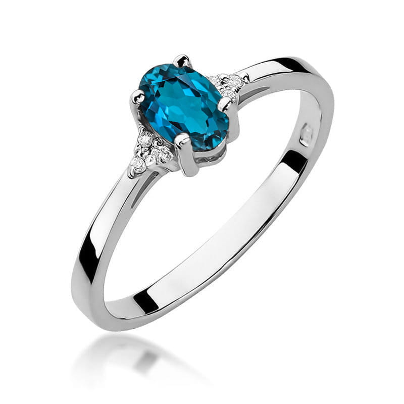 W301 Topaz London Modrý prsteň 0,50ct biele zlato Au 585/1000 2