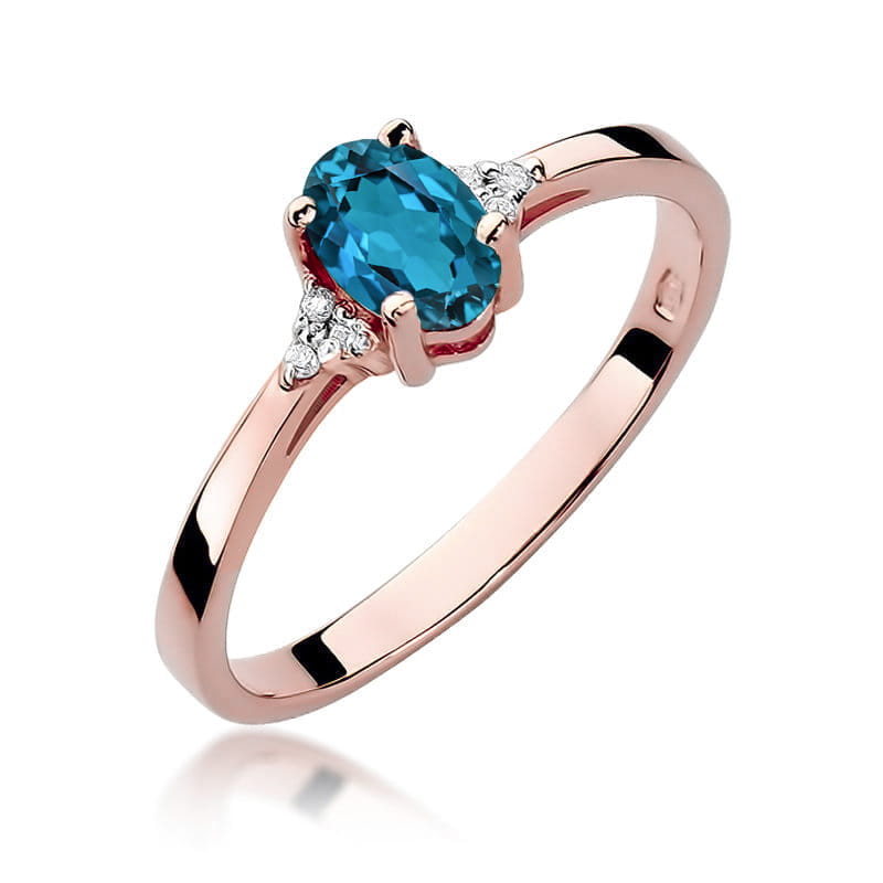 W301 Topaz London Modrý prsteň 0,50ct ružové zlato Au 585/1000 2