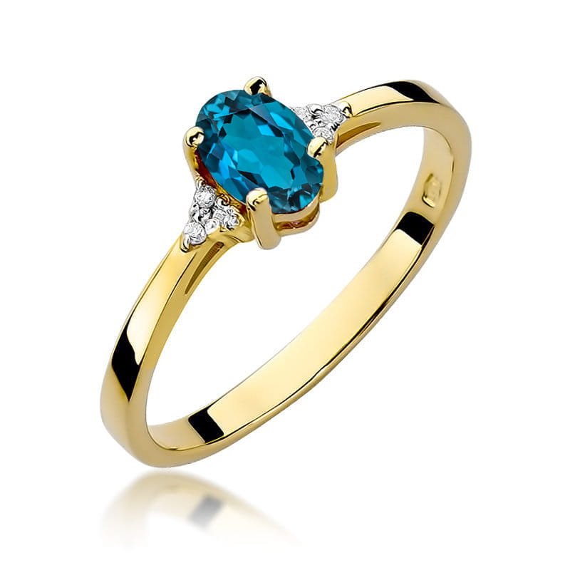 W301 Topaz London Modrý prsteň 0,50ct žlté zlato Au 585/1000 2