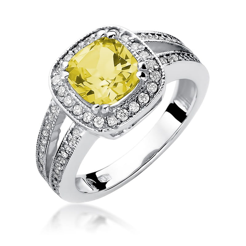 W307 Citrínový prsteň 2,00ct biele zlato Au 585/1000 2