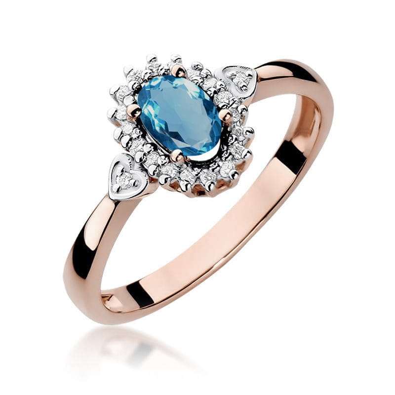 W312 Topaz London Modrý prsteň 0,50ct ružové zlato Au 585/1000 2