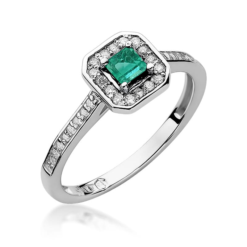 W315 Smaragdový prsteň 0,15ct biele zlato Au 585/1000 2