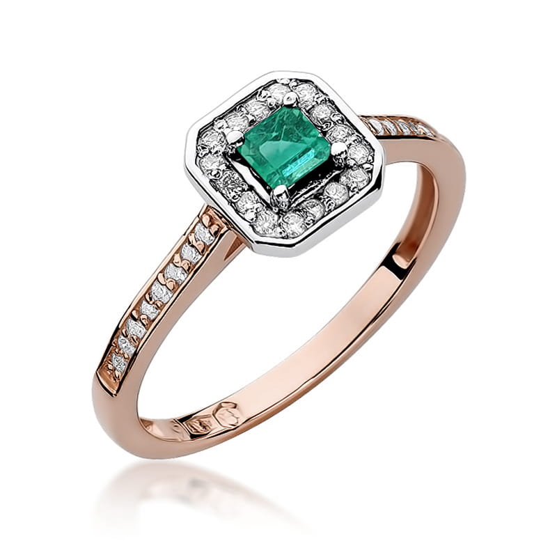 W315 Smaragdový prsteň 0,15ct ružové zlato Au 585/1000 2