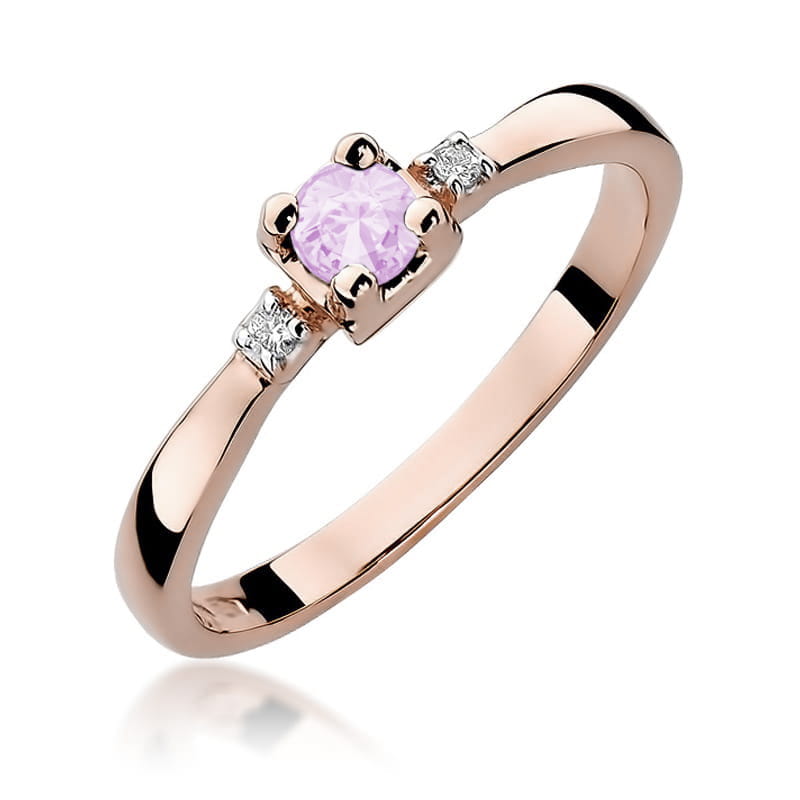 W323 Prsteň Ružová Topaz 0.30ct ružové zlato Au 585/1000 2