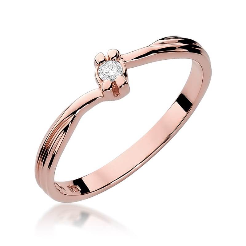 W324 Diamantový prsteň 0.04ct ružové zlato Au 585/1000 2