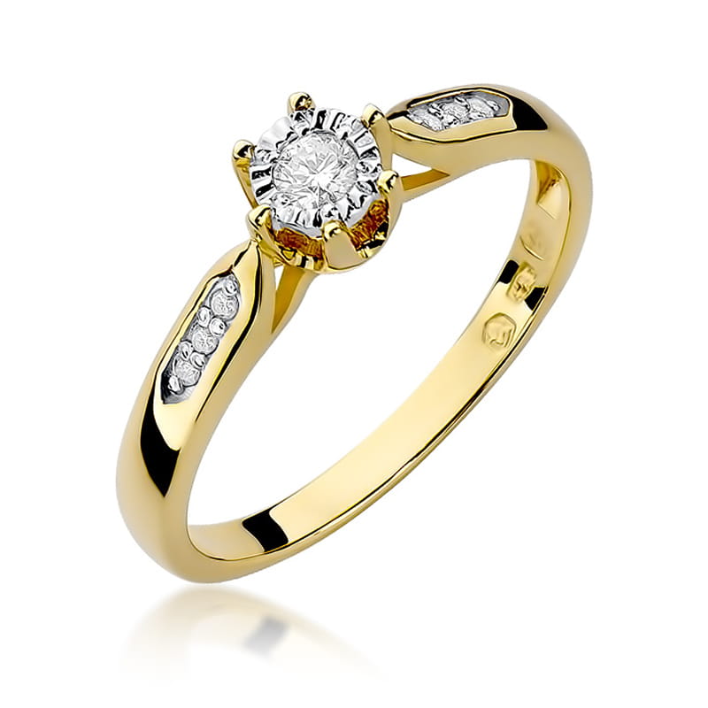 W328 Diamantový prsteň 0,08ct žlté zlato Au 585/1000 2