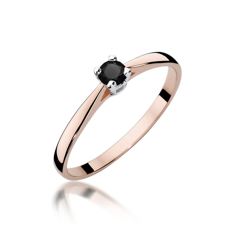 W335 Prsteň Black Diamond 0.20ct ružové zlato Au 585/1000 2