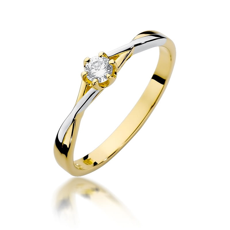 W340 Diamantový prsteň 0,12ct žlté zlato Au 585/1000 2