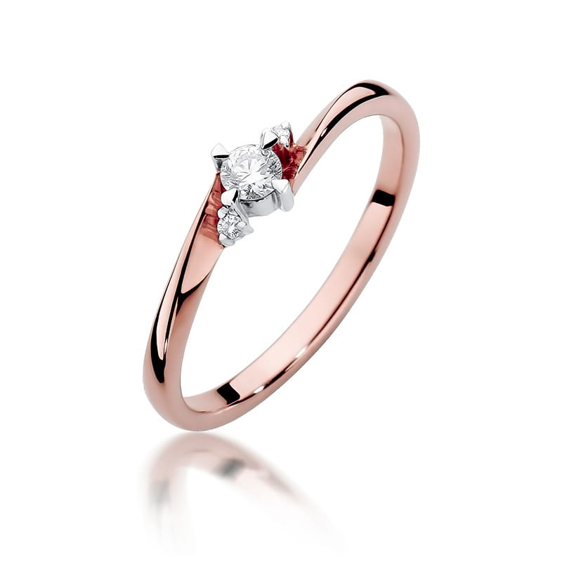 W346 Diamantový prsteň 0,10ct ružové zlato Au 585/1000 2
