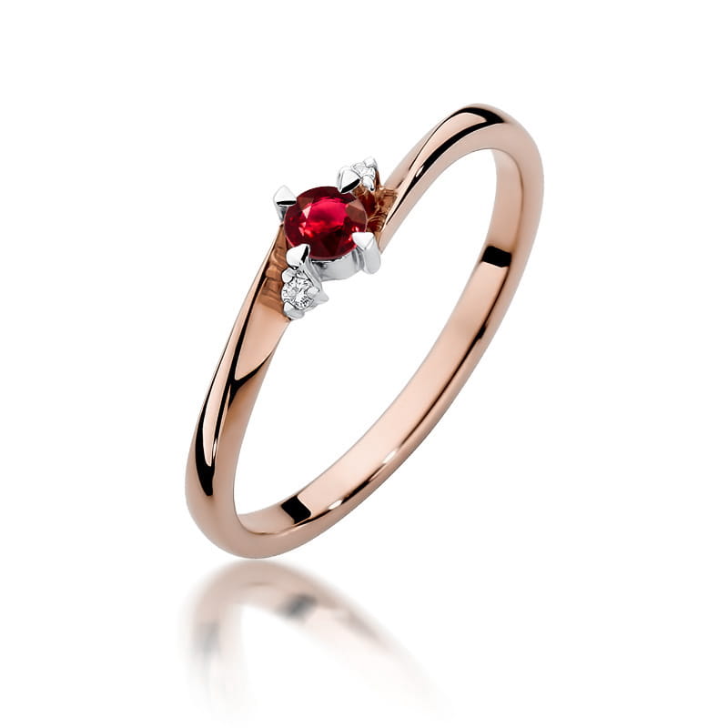 W346 Ruby prsteň 0.15ct ružové zlato Au 585/1000 2