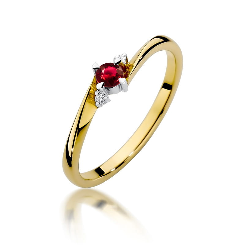W346 Ruby prsteň 0,15ct žlté zlato Au 585/1000 2
