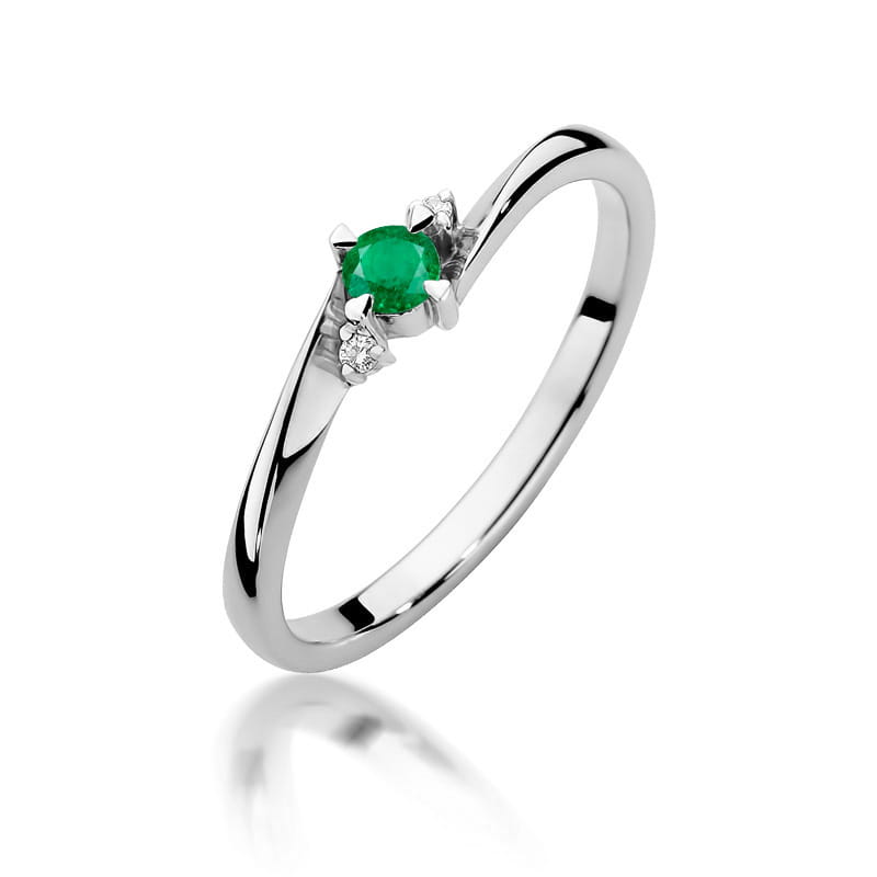W346 Smaragdový prsteň 0,15ct biele zlato Au 585/1000 2