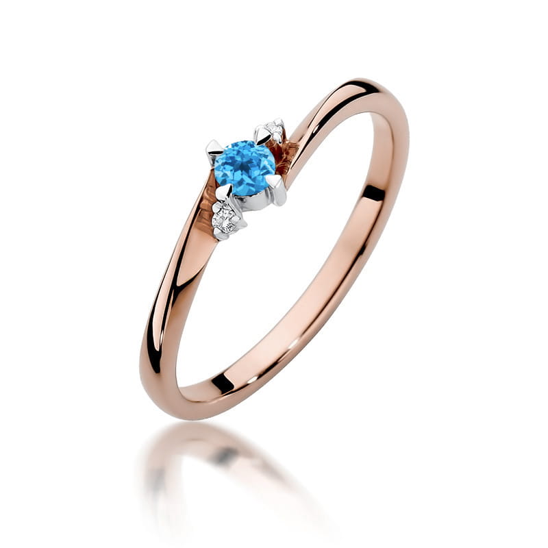 W346 Topaz prsteň 0.15ct ružové zlato Au 585/1000 2