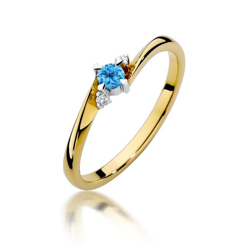 W346 Topaz prsteň 0,15ct žlté zlato Au 585/1000 2