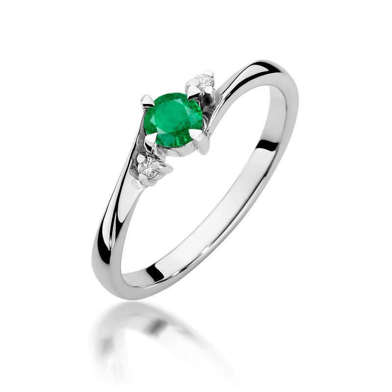 W346B Smaragdový prsteň 0,30ct biele zlato Au 585/1000 2
