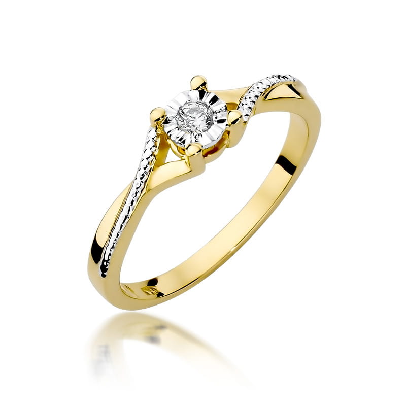 W361 Diamantový prsteň 0,08ct žlté zlato Au 585/1000 2