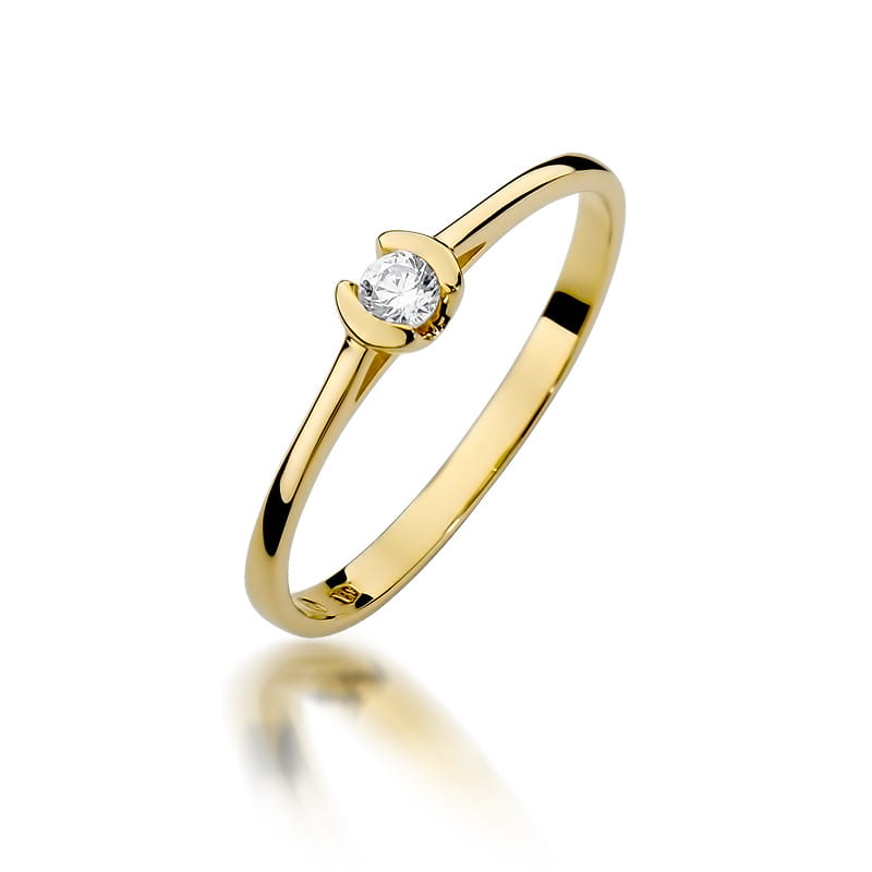 W370 Diamantový prsteň 0,09ct žlté zlato Au 585/1000 2